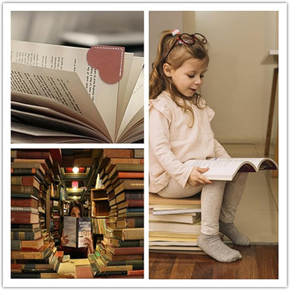 Leather Heart Bookmarks Cute Corner Page Book Marks for Kids Book Accessories for Reading Lovers Teacher Gifts for Women Book Lovers Gifts 6PCS 2025