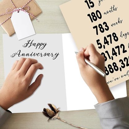 YiKaLus Big 15th Anniversary Card for Him Her, Happy 15 Year Wedding Anniversary Decoration Gift for Women Men, 15th Aday Gifts Card for Boyfriend Girlfriend
