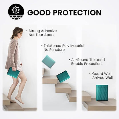 Fuxury Bubble Mailer 6x10 Inch Bubble Mailers 50 Pack Thick Padded Envelopes Usable Size 6x9" Water Resistant Mailers Shipping Envelopes for Small Business Mailing,Bulk Forest Green #0