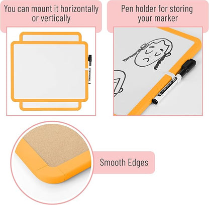 Mr. Pen- Dry Erase Board, 14” x 11” with a Black Dry Erase Marker, Orange Frame, Small White Board, White Board for Kids, White Board for Students, Small Dry Erase Board, Mini White Board