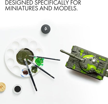 ARTIFY Drybrush Set with Dampening Pad and Brush Soap: 5 Sizes Professional-Grade Dry Brush for Effortless Miniature & Model Painting - Hobby Paint Brushes for Tabletop & Wargames Miniatures