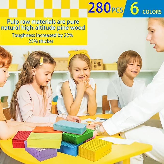 MotBach 280 PCS Index Cards Flash Cards,3" x 5", Colorful Ruled Notecards Study Cards Memo Scratch Pad Lined Studying Record Index Cards To Do List for Home School Office Supplies