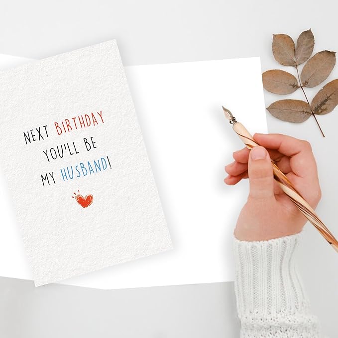 Romantic Birthday Card for Him and Fiancé – 'Next Birthday You’ll Be My Husband!' – Perfect for Engagement Celebration, Wedding Countdown, and Special Moments