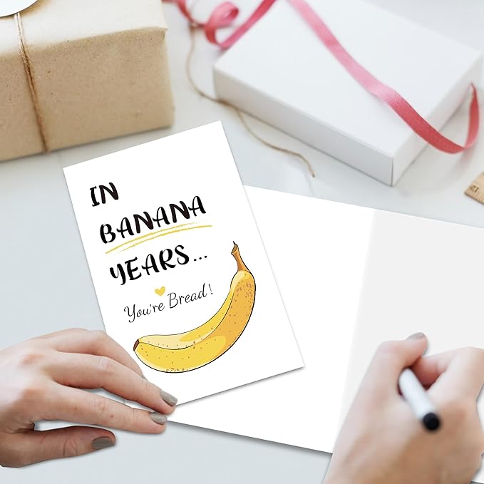 Funny Banana Birthday Cards for Men Women, Humorous Birthday Card for Him or Her, Happy Birthday Card Gifts for Best Friends, In Banana Years You're Bread...