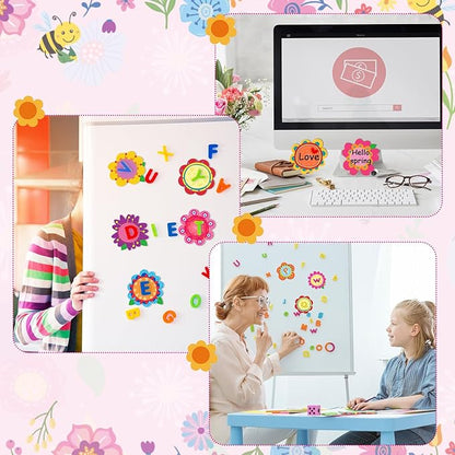 Geyee 80 Pcs Flower Theme Sticky Notes and Pens Set, Floral Memo Pads Colorful Flower Ballpoint Pens Foral Party Gift Supplies for Student Classroom School Theme Birthday Party Gift Favors