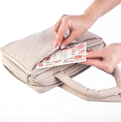 DiverseBee Large Bible Cover with Handles, Bible Carrying Case for Women, Bible Tote Bag, Book Cover, Bible Accessories Gift (Beige)