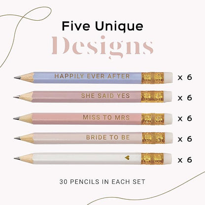 Markt Heart Pencils for Bridal Shower Games, Pink Pencils, Bridal Shower Pens, Small Mini Pencil Set For Prizes, Game Winner Gifts (Blush)