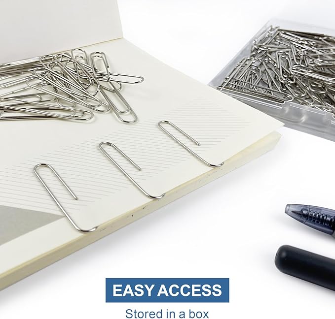 Jumbo Paper Clips, 240pcs 2 Inch Large Silver Paper Clip, Big PaperClips for Paperwork Office School and Personal Use