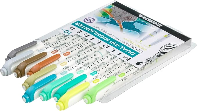 Zebra Pen Mildliner Double-Ended Highlighter Set, Broad and Fine Point Tips, Ideal for Bible Highlighting, No Bleed, Assorted Rainforest Ink Colors, 10-Pack (78401)