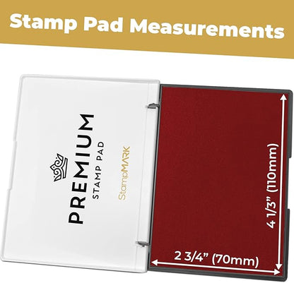 Premium Stamp Pad Medium Size 3" x 4" - for Traditional Rubber Stamps - Felt Pad Crimson Red Color