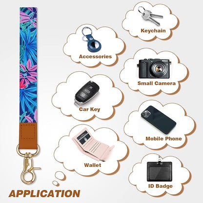 Wrist Lanyard Strap for Keys, 5 Packs Key Lanyards for Women and Men, Wrist Strap Lanyard with Key Rings, Multicolor Car Wristlet Keychain Lanyards for Teacher Kids Student