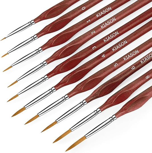 10PC Miniature Paint Brush for Fine Detailing, Detail Paint Brush, Mini Small Painting Brushes for Art, Crafts, Acrylic, Watercolor, Model, Face, Paint by Number, Citadel, Figurine (Brown)