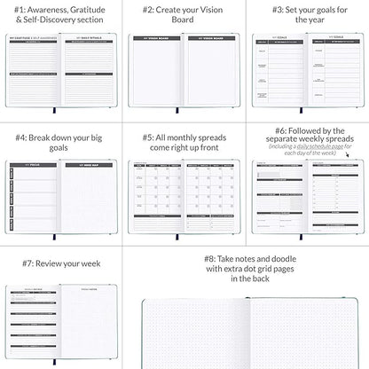 Clever Fox Daily Planner – Undated Planning Notebook with Hourly Schedule & to-Do List – Personal Day Task & Work Organizer, 6 Months (Emerald)