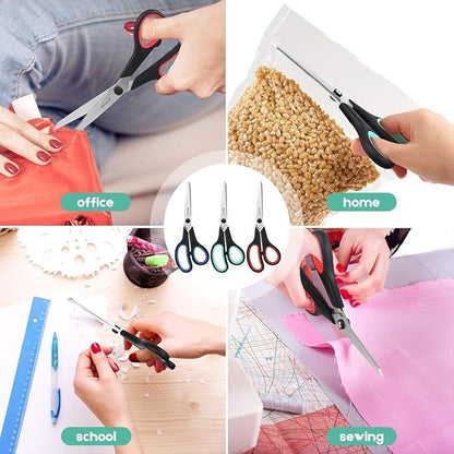 School Scissors Set of 24-Pack, 8" Scissors All Purpose Comfort-Grip Handles Sharp Scissors for High/Middle School Student Teacher Scissor, Office Home Sewing Fabric Supplies, for Right Left Handed