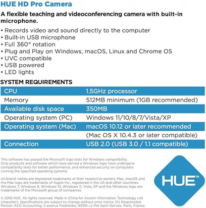 HUE HD Pro Flexible USB Video and Document Camera (Black)