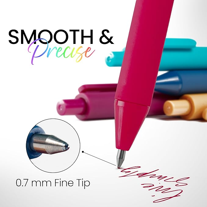 Loddie Doddie Jewel Tones Gel Pens - 0.7mm Medium Point, Smooth Writing, Retractable Gel Pens - No Bleed, Non-Smudge, Colored, 8-Pack for Journaling and Note Taking