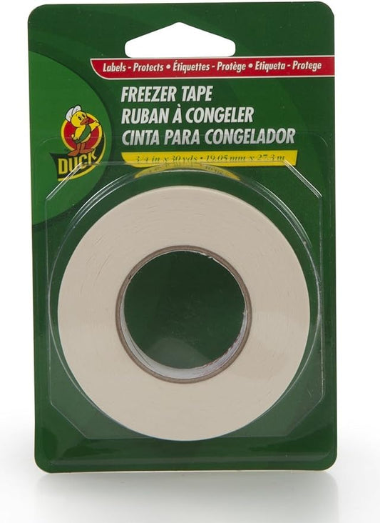 Duck Brand Single Roll Write-On Freezer Tape, White (Pack 2)