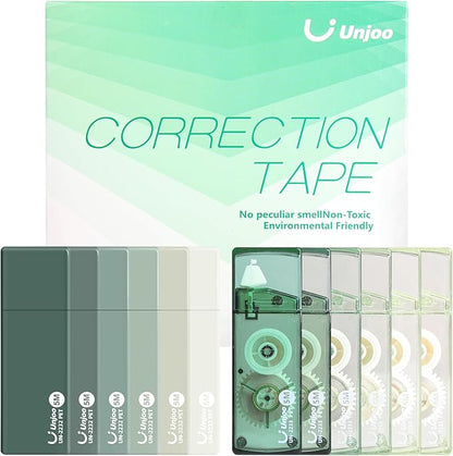 White Correction Tape, Easy To Use Cute Applicator for Instant Corrections, For school, Office Workers (Gradient Green, 5M/196" x 0.2",12pack)