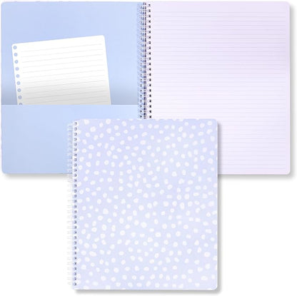 Steel Mill & Co Cute Large Spiral Notebook College Ruled, 11" x 9.5" with Durable Hardcover and 160 Lined Pages, Light Blue Dots
