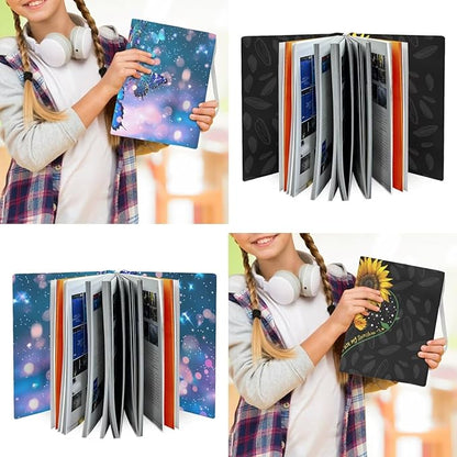 Butterfly Book Cover Book Protector with Sunflower Print, 2 Pack Reusable Book Sox Book Sleeves Cover for Book Lover, Lightweight Textbook Cover for Students, Blue and Black