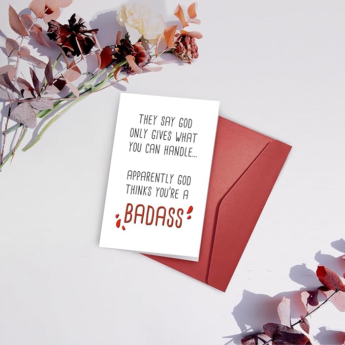Funny Get Well Greeting Card Gift, Hilarious Encouragement Card, Post Surgery Card, Feel Better Card, God Thinks You're a Badass