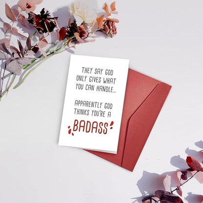Funny Get Well Greeting Card Gift, Hilarious Encouragement Card, Post Surgery Card, Feel Better Card, God Thinks You're a Badass