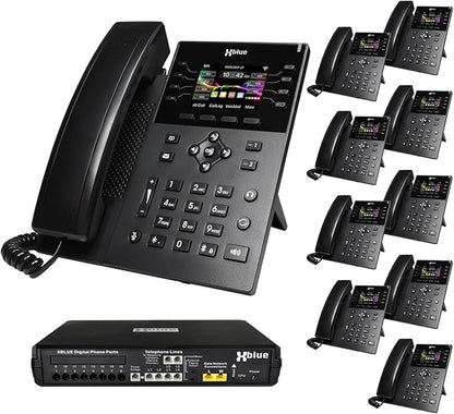 XBLUE X16 Plus VoIP System Bundle with (10) IP8g IP Phones - Including Auto Attendant, Voicemail, Remote Phone Extensions & Call Recording