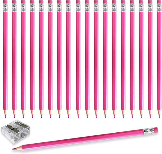 Adhere 25pcs Checking Pencils Erasable colored Pencils Pre-Sharpened #2 HB,for Checking Tests Grading Map Coloring,school Correcting,editing Office Favors,including a Free sharpener.(Pink)