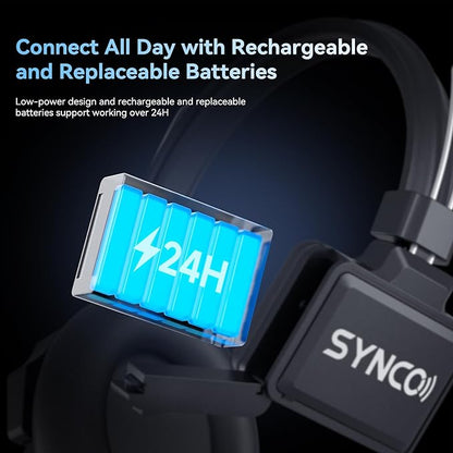 SYNCO XTalk XPro Wireless Intercom Headset with Antenna Enhanced Signal Reception 2.4GHz Full Duplex Random Master Device Design for Team Communication Headset (Xpro5 Five Users)