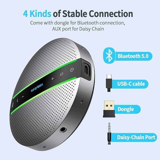 SP300 Bluetooth Speakerphone 360º Voice Pickup 6 AI Echo & Noise Canceling Microphones, 18H Call Time, Bluetooth 5.0/USB C/Dongle Compatible with Leading Platforms, Home Office