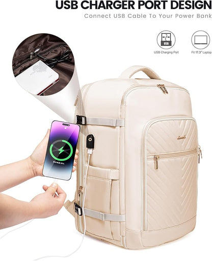 LOVEVOOK Travel Backpack for Women,Carry On Backpack Flight Approved with Toiletry Bag,Expandable Large Laptop Backpack Women Waterproof Backpack Fit 17.3 Inch with USB Charging Port Shoes Compartment