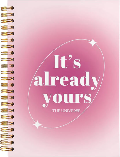BearCake Preppy Pink Aura Notebook Journal, It's Already Yours Inspirational Notebook, Pink Office Supplies, Pink Aesthetic Notebook, Pink Desk Accessories for Women, Hardcover Spiral Notebook 5.5x8.3