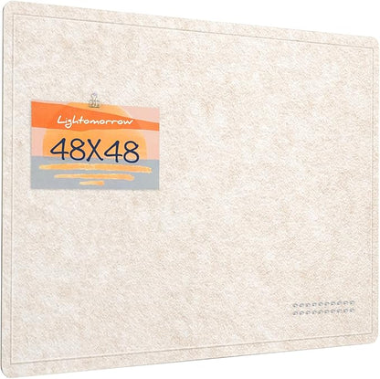 Large Bulletin Board - 48 x 48 Inches, Decorative Felt Pin Board for Wall - 4' x 4' Foldable Photo Display Board with Self-Adhesive Tape, Includes 20 Push Pins - Oatmeal