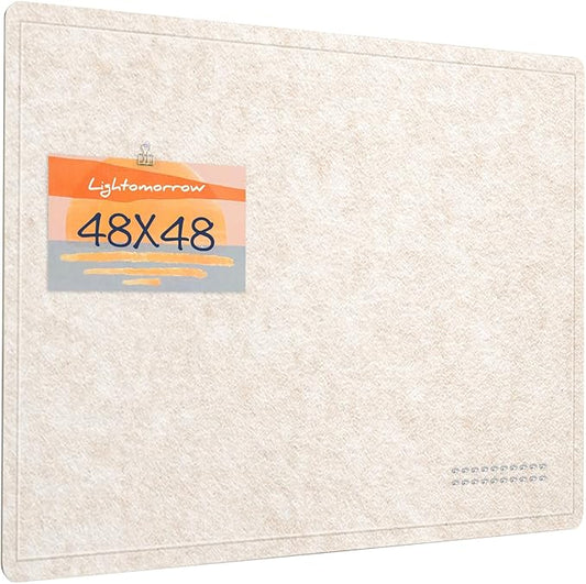 Large Bulletin Board - 48 x 48 Inches, Decorative Felt Pin Board for Wall - 4' x 4' Foldable Photo Display Board with Self-Adhesive Tape, Includes 20 Push Pins - Oatmeal