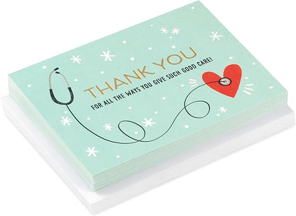 Hallmark Healthcare Thank You Card Pack (20 Blank Cards with Envelopes) for Nurses Day, Doctors, Physician Assistants, Medical Professionals