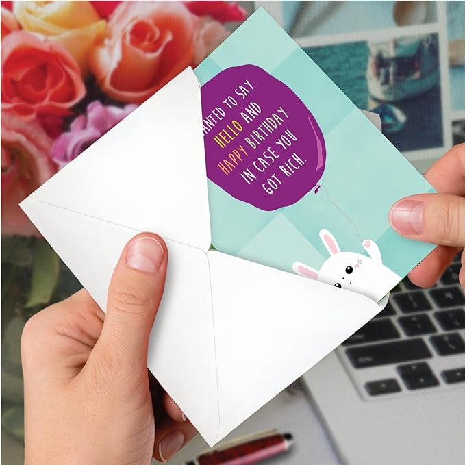 NobleWorks - Funny Birthday Greeting Card with 5 x 7 Inch Envelope (1 Card) Bday Got Rich C2389BDG