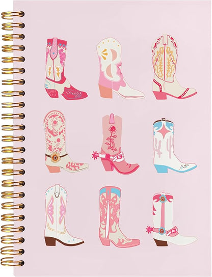 BearCake Cowgirl Boot Notebook, Cowgirl Stuff, Cowgirl Gifts, Western Office Supplies, Western Stuff for Women, Boho Western Notebook Journal 5.5x8.3 pink