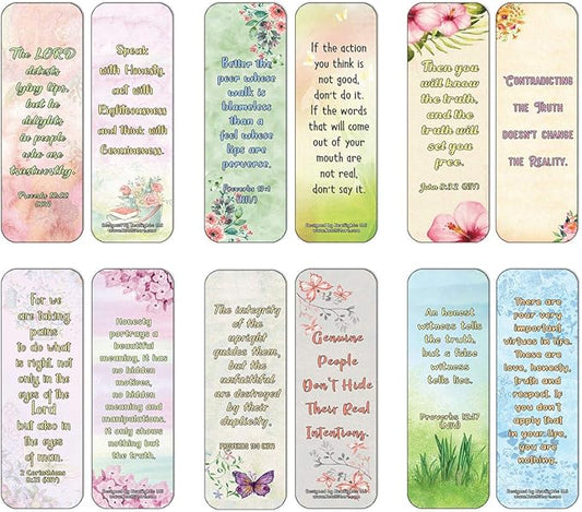 NewEights Famous Verses and Quotes on Honesty (12-Pack) – Daily Motivational Card Set – Collection Set Book Page Clippers – Ideal for Church Events