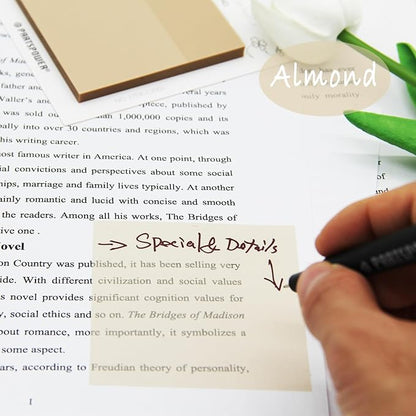 Pastel Transparent Sticky Notes, 4 Pads 3X3 Inch See Through Annotating Sticky Notes for Annotating, Bible Journaling Supplies, Office School Supplies, 50 Sheets/Pad