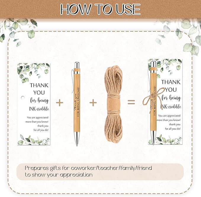 Fulmoon 60 Set Employee Appreciation Gifts May You Be Proud Sign Wood Bamboo Pens with Thank You Bookmark Cards for Coworker Back to School Gifts for Classroom Teacher Student Supplies Party Favor