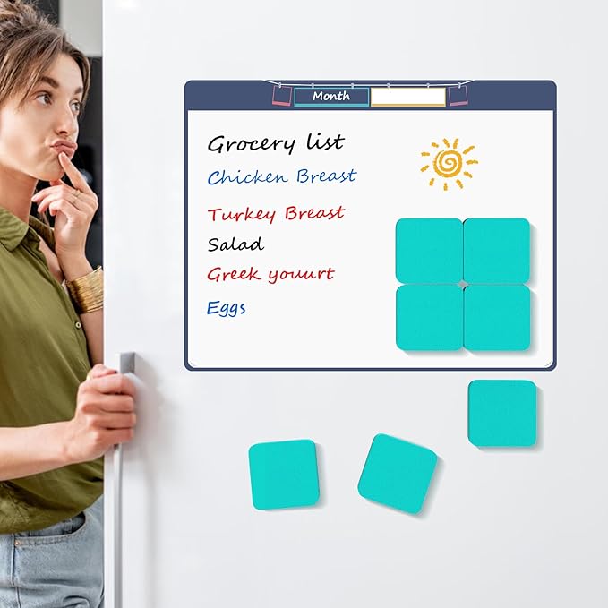 MaxGear Dry Erase Erasers, 24 Pack Magnetic Whiteboard Erasers for Classroom, Mini Whiteboard Cleaning Pads Bulk, Chalkboard Wiper Teacher Supplies for School, Office, Home (Green, 2 x 2 x 0.6 Inch)