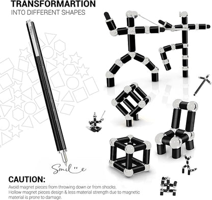 Elegancy Fidget Pen Magnetic Balls | Deformable Decompression Magnetic Pen Fidget Toy for Teenager Multi-Functional Ballpoint Pens | Cool Stuff Magnets for Kids (Black)