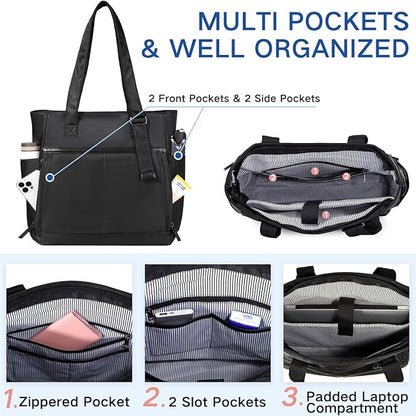 Chase Chic Laptop Bag for Women, Trendy Work Tote Bag Ladies 15.6 inch Computer Bag Fashion Business Handbag for Travel