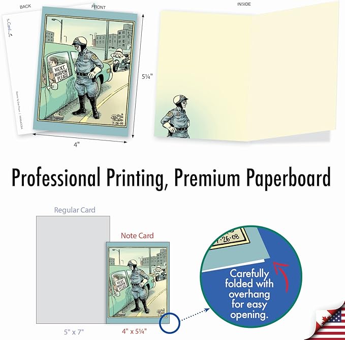 The Best Card Company - 10 Funny Assorted Blank Humor All Occasions Notecards Boxed Set 4 x 5.12 Inch w/Envelopes Cartoon Comics for Men, Women (10 Designs, 1 Each) - Very Bizarro M6464OCB