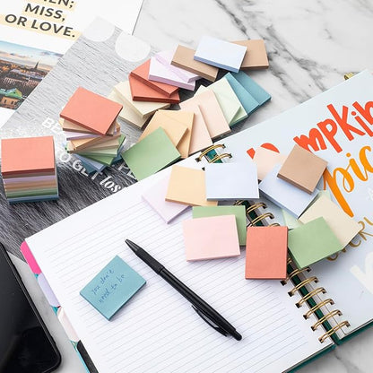 (50 Pads) Sticky Notes 1.5x2, Vintage Colors, 10 Colors Self Sticky Notes, Sticky Pads, Recyclable, Self-Stick Pads, Easy to Post for Home, Office, Notebook