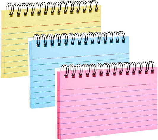 FRIUSATE 150 Sheets Flash Cards 3x5 Inches Spiral Bound Index Cards Colored Ruled Index Cards with Ring Colorful Notecards Flashcards for Studying Nursing School Office Taking to Do List
