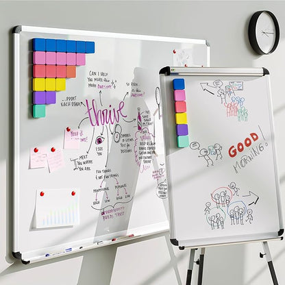 MaxGear 48 Pack Dry Erase Erasers, Magnetic Whiteboard Dry Erasers for Classroom, Mini Whiteboard Cleaning Pads, Chalkboard Wiper Teacher Supplies for School, Office, Home （6 Color Set, 2 x 2 Inch