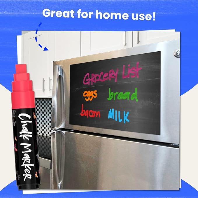 Chalkola Neon Car Window Markers - 10 Chalk Pens (with Gold, Silver) - 3 in 1 Nib, 10mm Jumbo Tip - Washable Liquid Chalk Markers for Blackboard, Chalkboard, Glass, Cars - Erasable Window Glass Pens