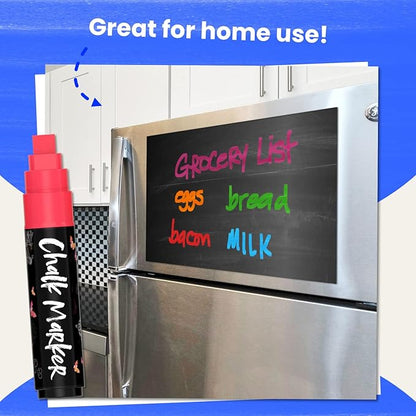 Chalkola Neon Car Window Markers - 10 Chalk Pens (with Gold, Silver) - 3 in 1 Nib, 10mm Jumbo Tip - Washable Liquid Chalk Markers for Blackboard, Chalkboard, Glass, Cars - Erasable Window Glass Pens