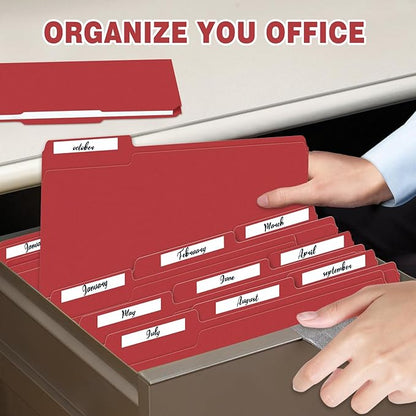 File Folders,IntoJoy 120 Pack Colored File Folder Letter Size, 1/3 Cut Tab Filing Folders for Office School Business File Document Organization,Red